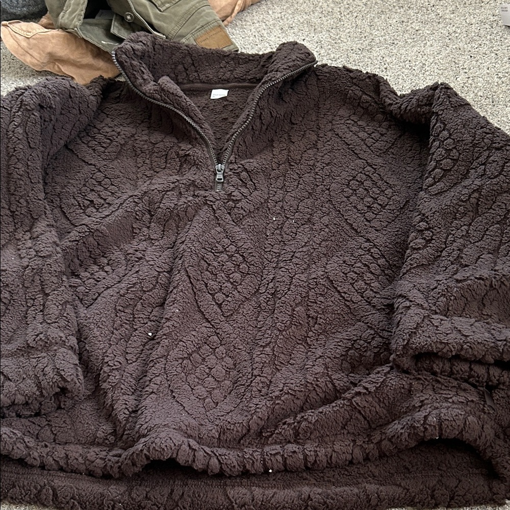 Gilly Hicks Plush Brown Fleece Pullover